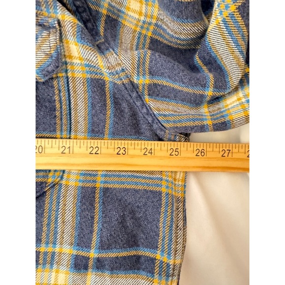 Patagonia Men's Organic Cotton Plaid Flannel Shirt XL Blue Yellow Workwear - Picture 11 of 13